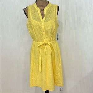 Studio One Yellow Buttoned Tie Front Sundress